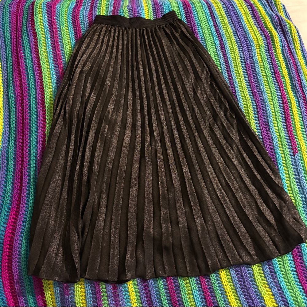 Elegant Black Sparkling Pleated Maxi Skirt Sz 4 H&M 2010s